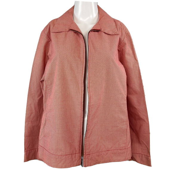 Eddie Bauer Jackets & Blazers - Eddie Bauer Jacket Womens Sz L Red‎ White Gingham Full Zip Cotton Lightweight